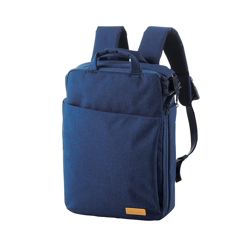 ELECOM Canvas 3WAY Thin Backpack/Blue - กระเป๋าเป้สะพายหลัง - เส้นใยสังเคราะห์ สีน้ำเงิน