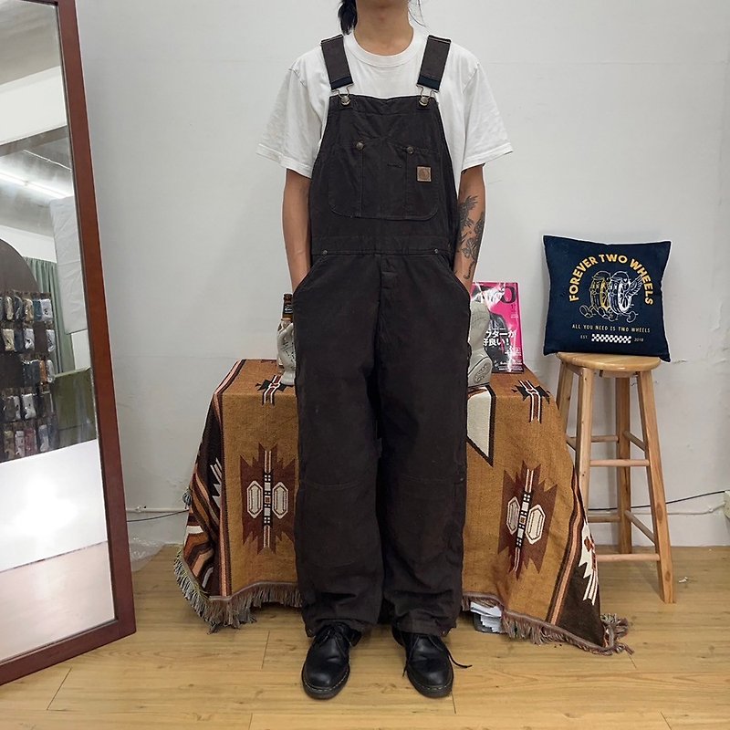 BERNE dark coffee overalls lined with cotton vintage coveralls second hand - Men's Pants - Cotton & Hemp Brown