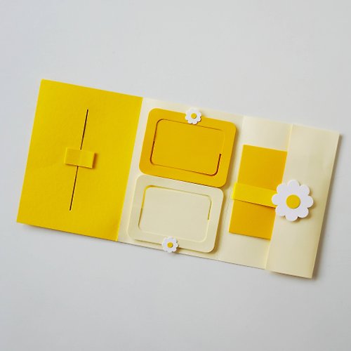手作吧！材料商店 花花滑動4種機關卡片材料組合包－黃色 (需自己動手做)