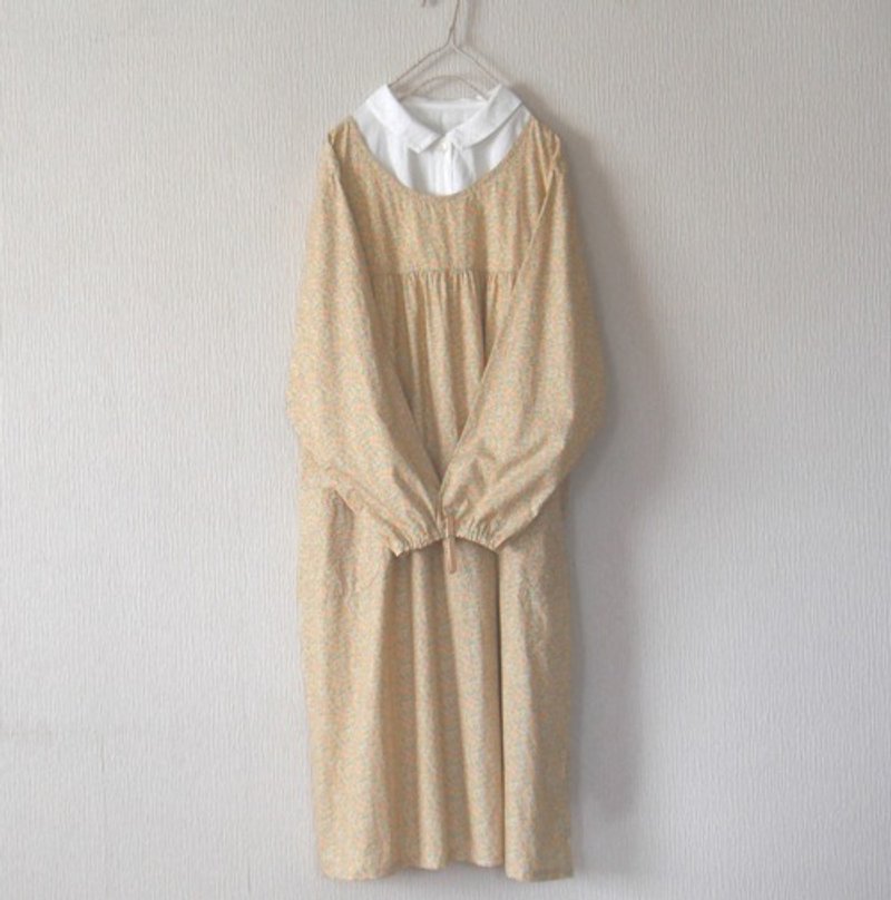 Pinkoi Proxy Purchase - Cotton smock apron, small yellow flowers - One Piece Dresses - Cotton & Hemp 