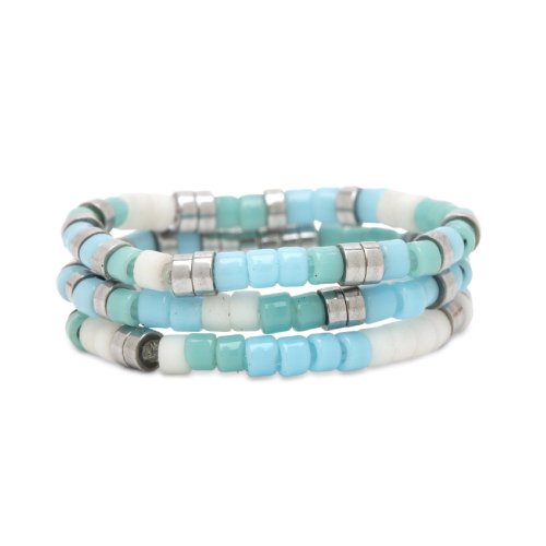 Pura Vida 臺灣總代理 Pura Vida 美國手工 SEAFOAM DREAM 海泡沫之夢彈性戒指三件組