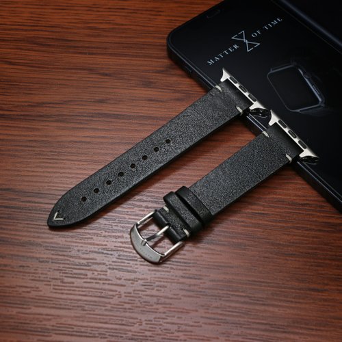 Matter of Time 黑色義大利植鞣皮錶帶 APPLE WATCH 適用