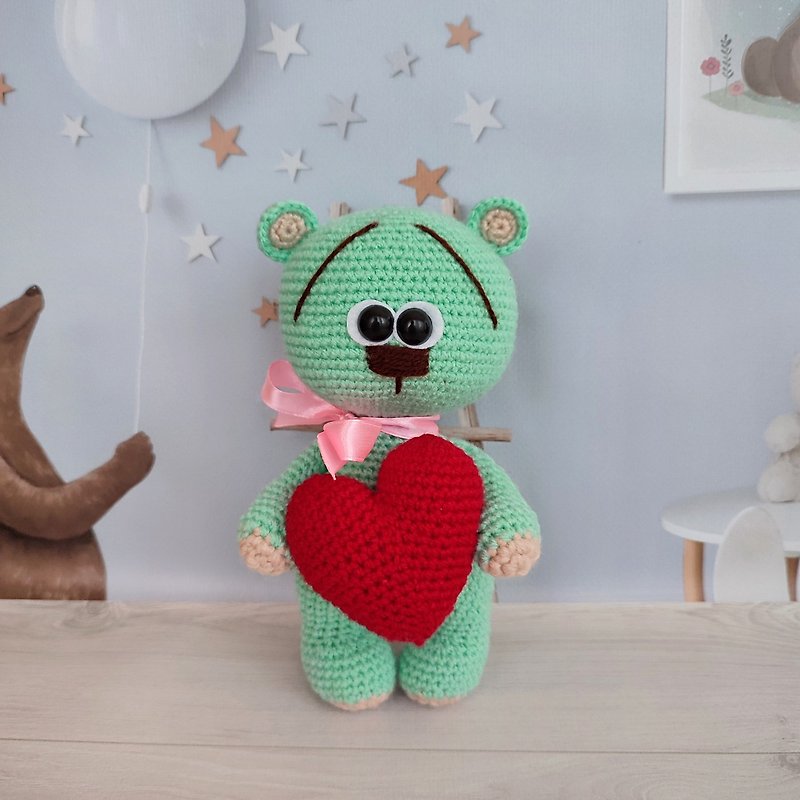 Bear for gift, valentine's bear, valentine's day gift, heart bear, romantic gift - ของเล่นเด็ก - วัสดุอื่นๆ 
