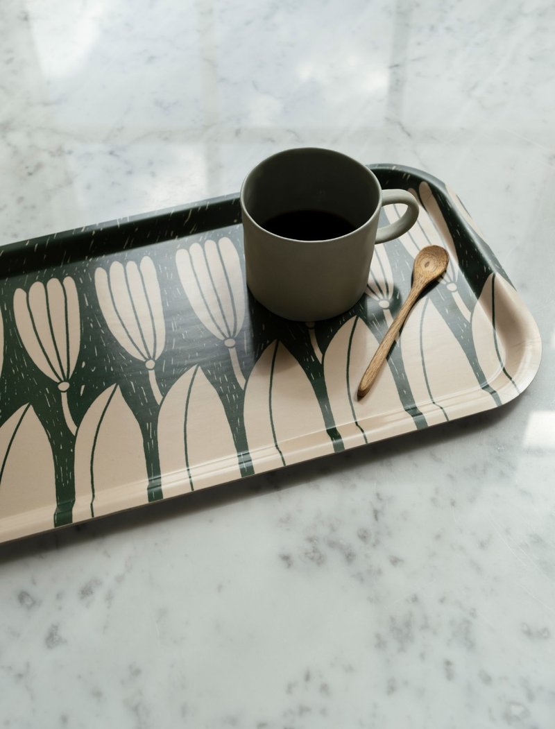 Nordic Design Square Tray - KROKUS TRAY, GREEN/NUDE (43X 22 cm) - Serving Trays & Cutting Boards - Wood Green