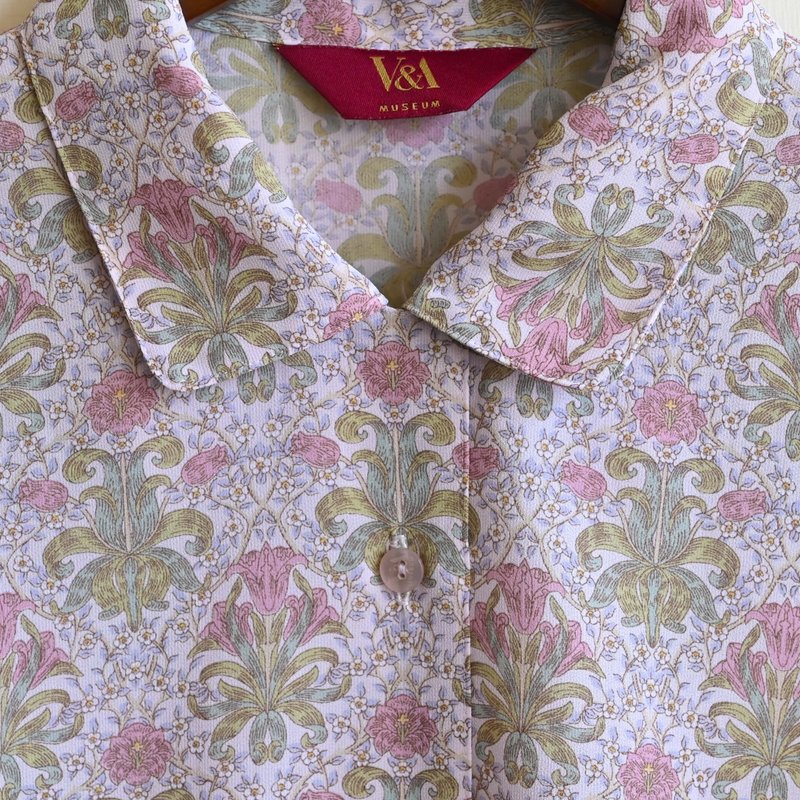 [Egg Plant Vintage] V&A William Morris printed vintage shirt - Women's Shirts - Other Man-Made Fibers 