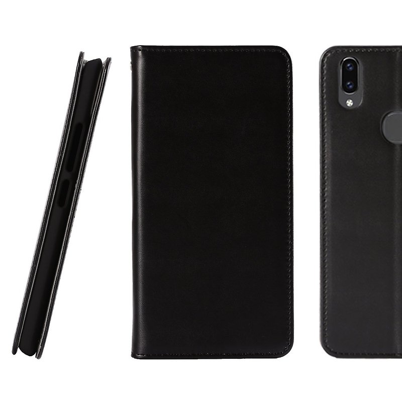 CASE SHOP vivo V9 Rounded Side Stand Leather Case - Black (TWM) (4716779659870) - Phone Cases - Faux Leather Black
