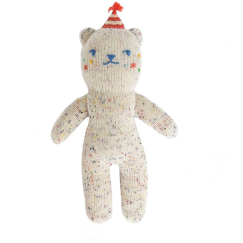 Blabla Kids, USA | Cotton Knit Doll (Small) - Party Bear - Kids' Toys - Cotton & Hemp White
