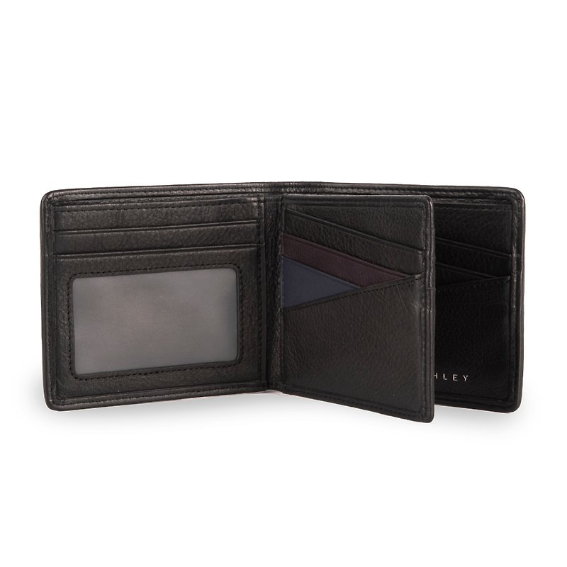 【Gift For Him】Dayton Bi-Fold Leather Wallet with Extra Flap (RFID) - Black - กระเป๋าสตางค์ - หนังแท้ สีดำ