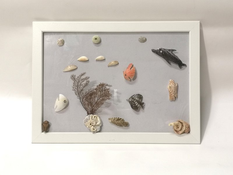 -Haizhong- Shell wall art handmade gift decorative picture frame wall hanging three-dimensional picture frame decorative picture - ตกแต่งผนัง - วัสดุอื่นๆ ขาว