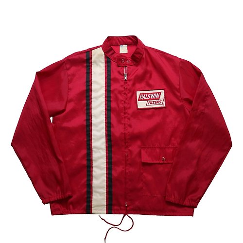富士鳥古著屋 70s Hurizon 美國製 紅色防風賽車外套