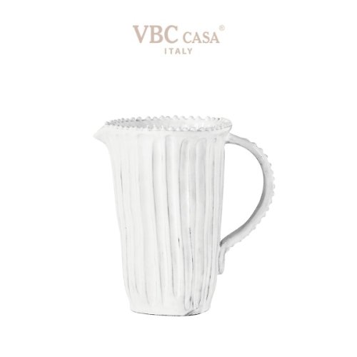 VBC Casa 義大利 VBC casa │ 條紋系列 22 cm 把手水罐 / 純白色