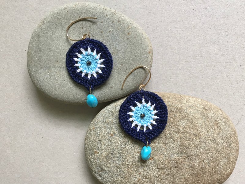 耳飾 • 落淚的梅杜莎 • 天然土耳其石 - 耳環/耳夾/耳骨夾 - 寶石 藍色