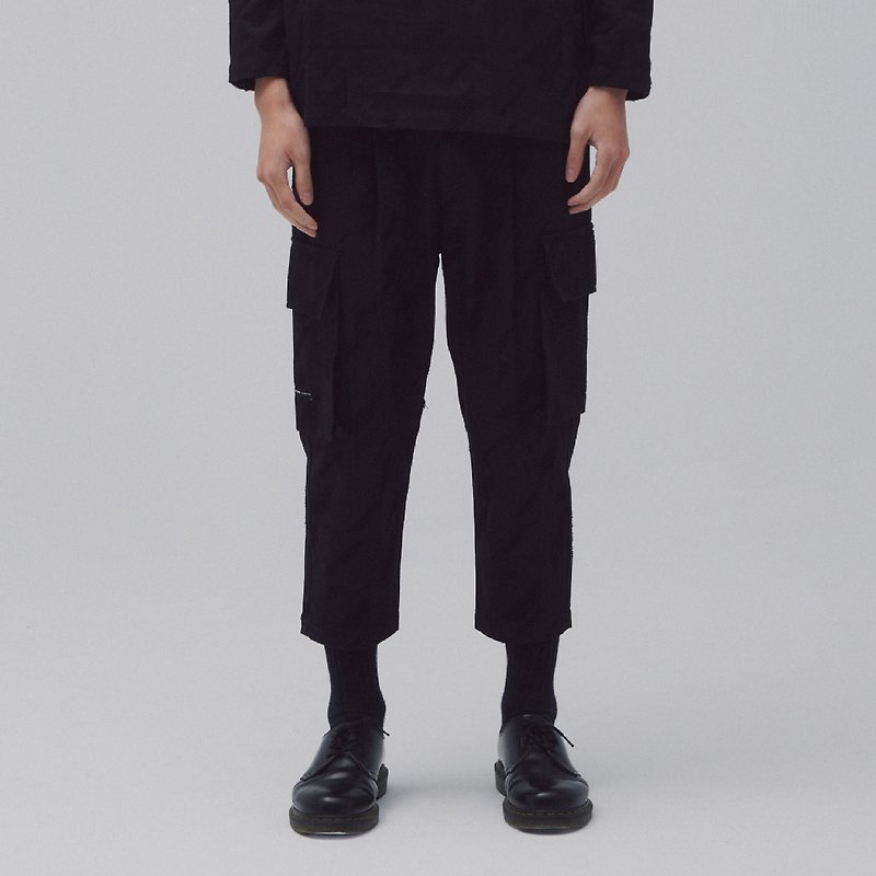 DYCTEAM-Symbiosis-Black Jacquard pocket pants (black) - Men's Pants - Cotton & Hemp Black