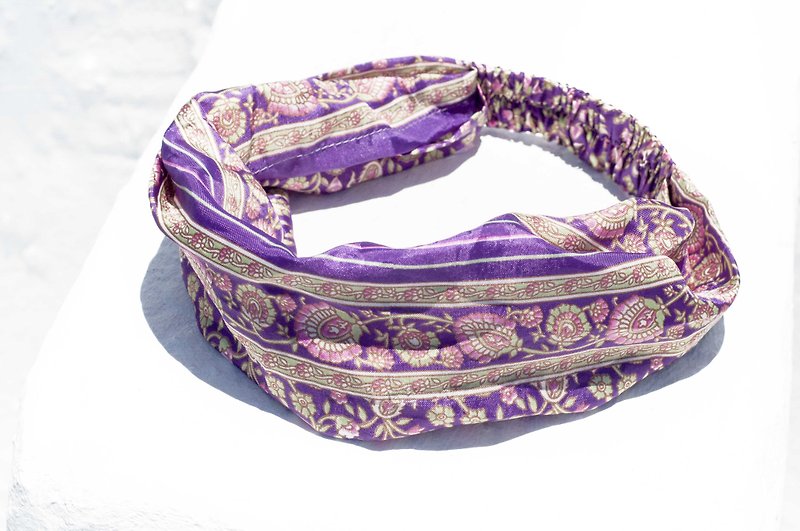 French Handmade Hairband/Colorful Flower Hairband/Elastic Hairband/Handmade Silk Hairband-Purple Romantic Flower - ที่คาดผม - ผ้าไหม สีม่วง