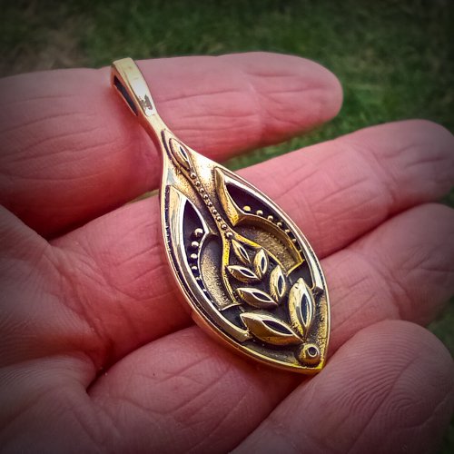 Gogodzy Ukraine brass trident womens necklace pendant,ukrainian tryzub with ear of rye