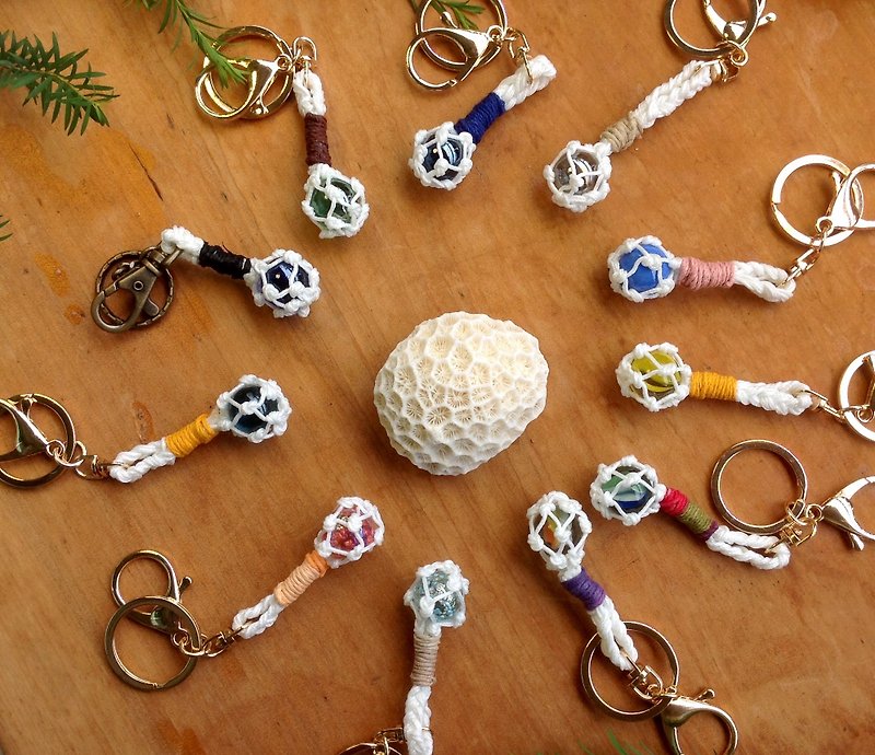 S small pieces. Night light fishing tennis. Luminous rope/retro marbles/hanging ornaments/hanging ornaments - พวงกุญแจ - ไนลอน หลากหลายสี