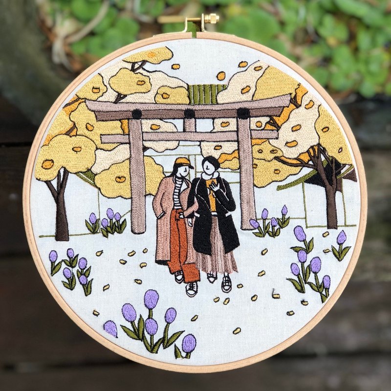 Meiji Shrine - Customized Embroidery 21X21CM - Other - Cotton & Hemp White