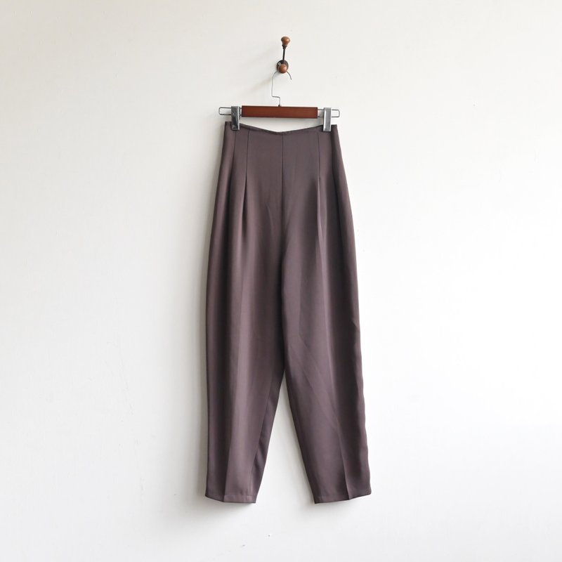 【Egg Plant Vintage】Wandering the streets high-waisted vintage pants - กางเกงขายาว - ไฟเบอร์อื่นๆ 