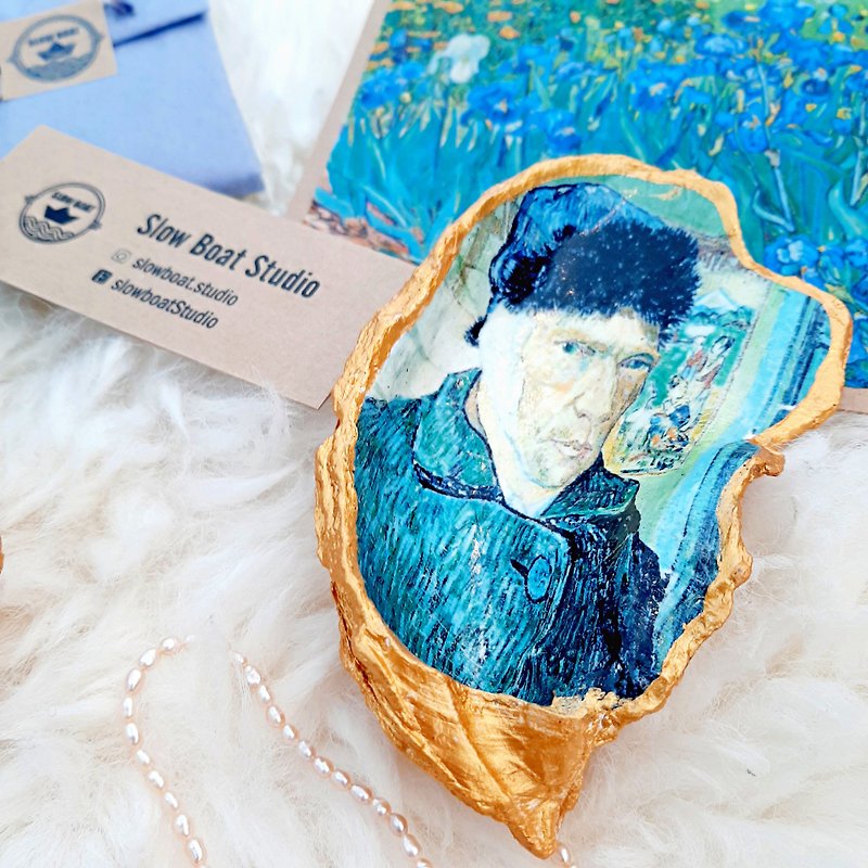 Oyster Shell Ring Dish in Vincent van Gogh | Self-portrait | Accessories Tray - 裝飾/擺設  - 其他材質 綠色