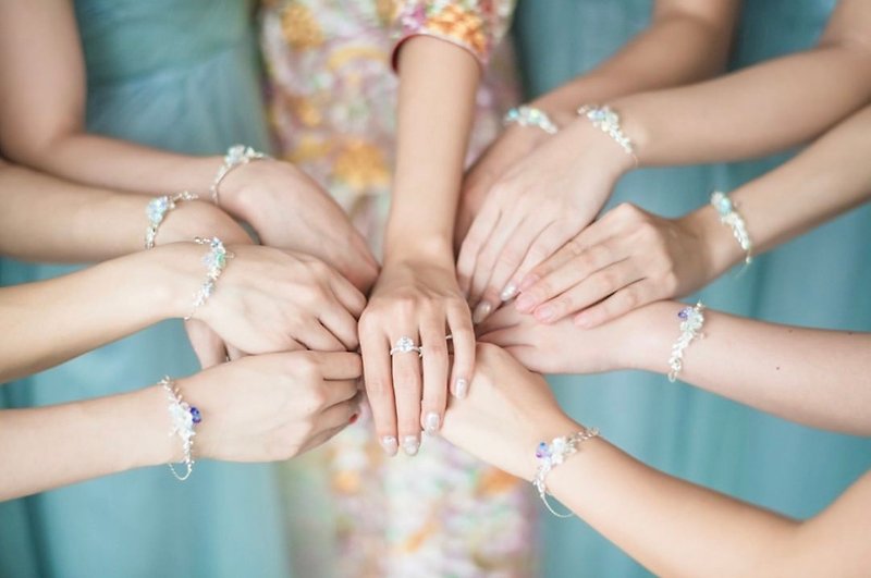 CLARETSwhite | 花漾派對姊妹手鈪 (藍色主花) - 手鍊/手環 - 玻璃 藍色