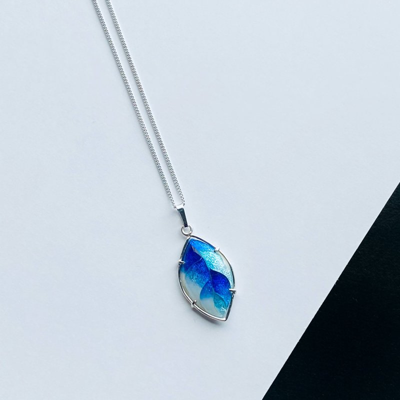 Shippo Jewelry リーフ 【スカイブルー Sky Blue】 七宝焼のペンダント 純銀胎有線七宝 - 項鍊 - 銀 藍色