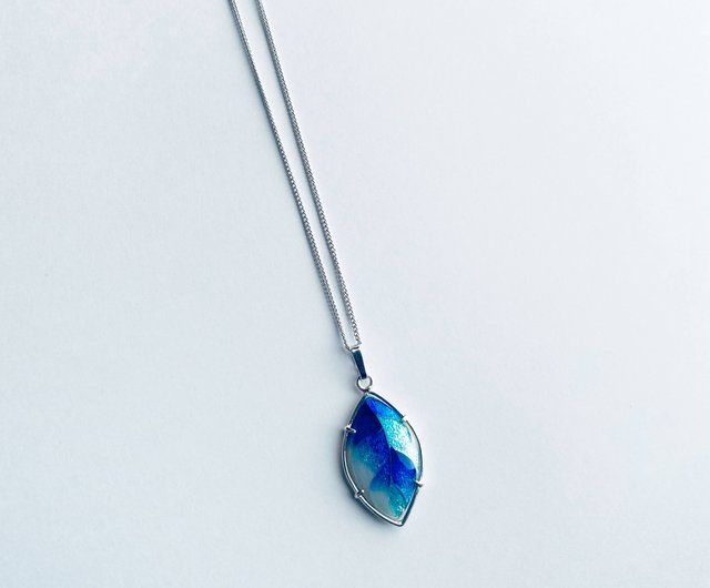 Shippo Jewelry リーフ 【スカイブルー Sky Blue】 七宝焼のペンダント