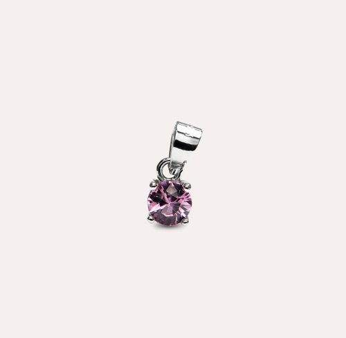 安珠 AND JEWEL 每天配戴的天然寶石 安珠 碧璽 粉色 圓形 4mm 墜子 經典系列 Round P 寶石銀飾 A