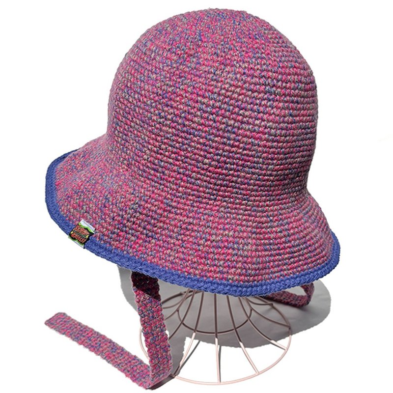 【クロシェハット】メランジ クロシェ チューチップハット PINK×BLUE - 帽子 - 棉．麻 粉紅色