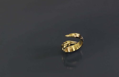 Maple jewelry design 切面系列-男款葉子切面黃銅開口戒