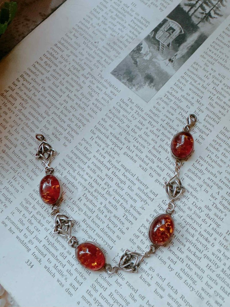 指定買家下標純銀手工琥珀古董手鏈 - 手鍊/手環 - 純銀 銀色