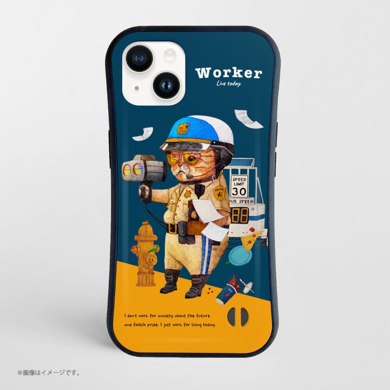 Shockproof Grip iPhone Case/ The working cat. - เคส/ซองมือถือ - พลาสติก ขาว