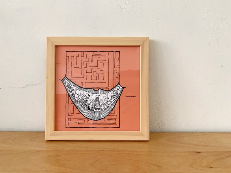 Decorative frame picture | Smile Planet / smile - Posters - Paper Red