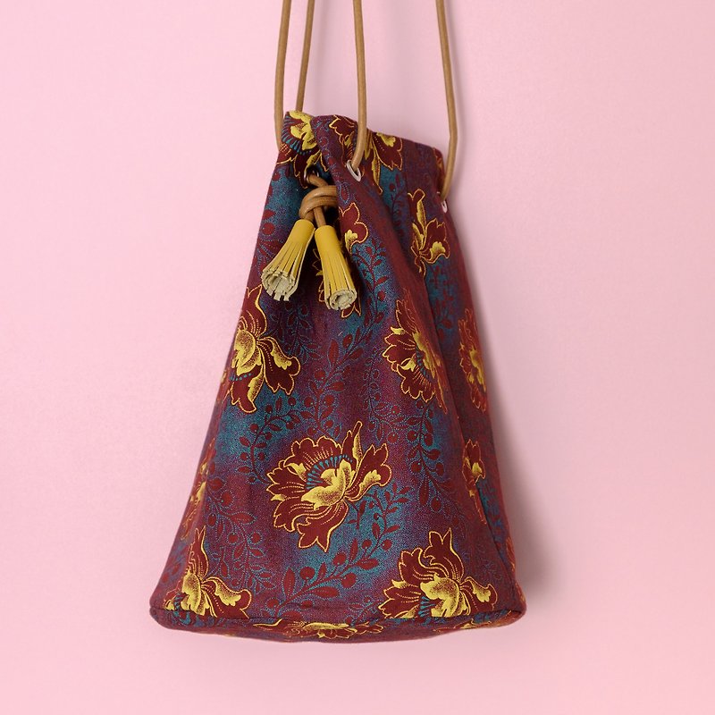 African shweshwe buscket bag - Handbags & Totes - Cotton & Hemp Brown