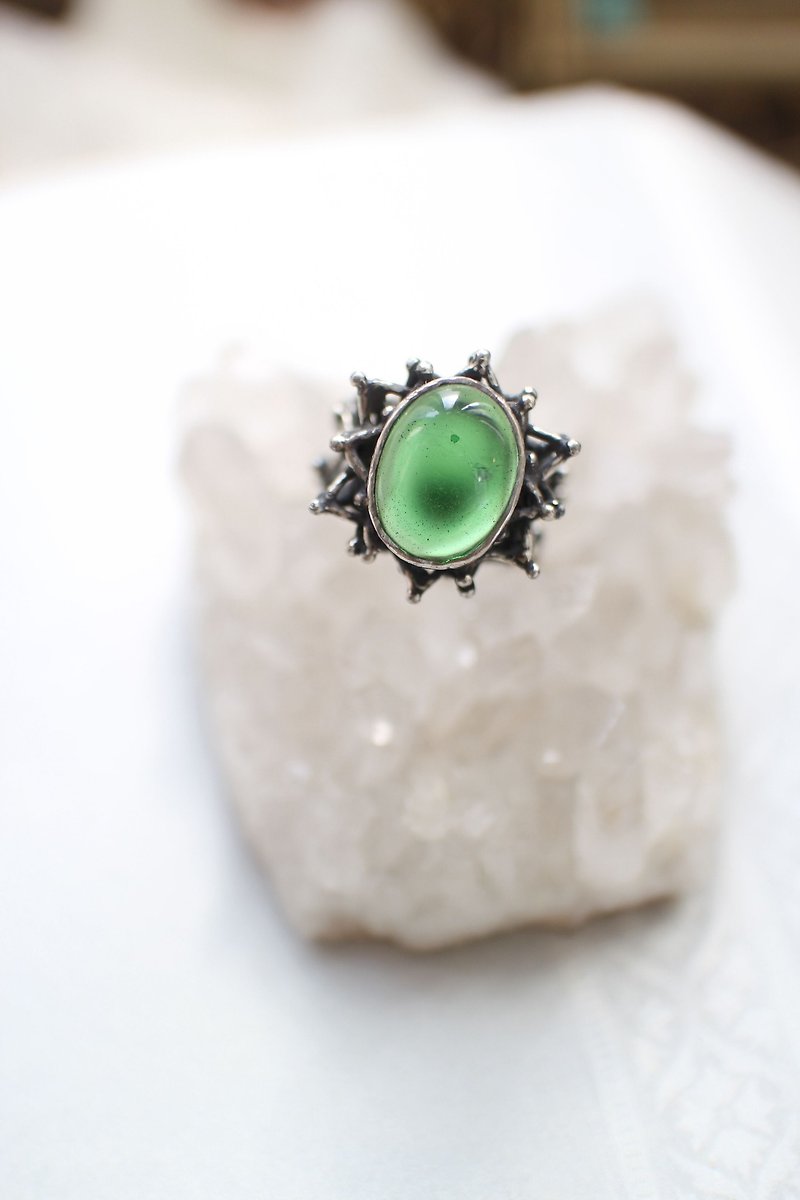 Green ochre star sterling silver ring - General Rings - Semi-Precious Stones 