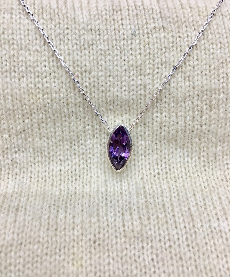 紫水晶 鎖骨墜 尼泊爾 手工製 925純銀 - 項鍊 - 寶石 紫色