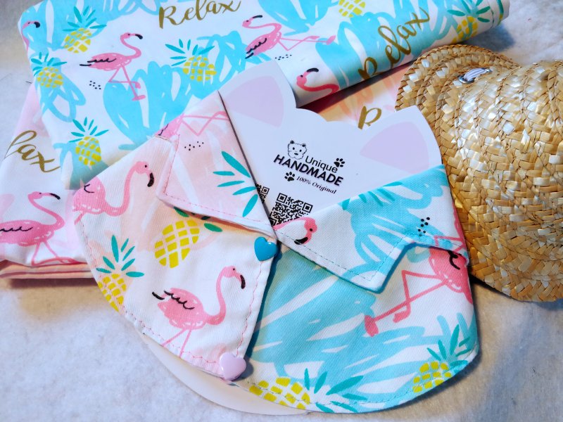Summer Aloha 夏老威恤衫造型頸飾 寵物 貓犬 狗狗 頸項 collar - 寵物衣服 - 棉．麻 綠色