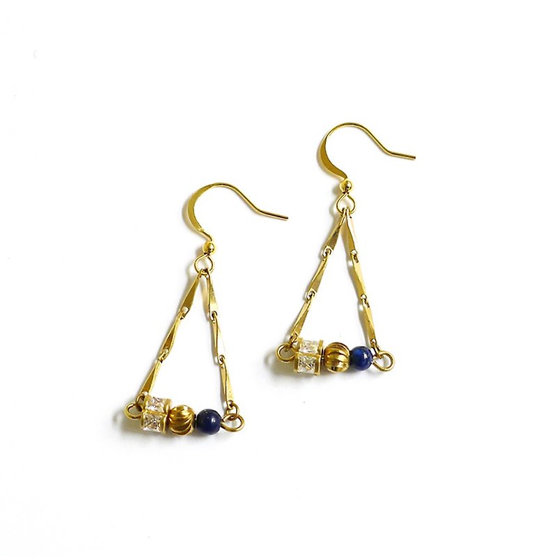 [Ficelle Fei Yarn Light Jewelry] [Aegean Sea Travel] Blue – Earrings - Earrings & Clip-ons - Gemstone 