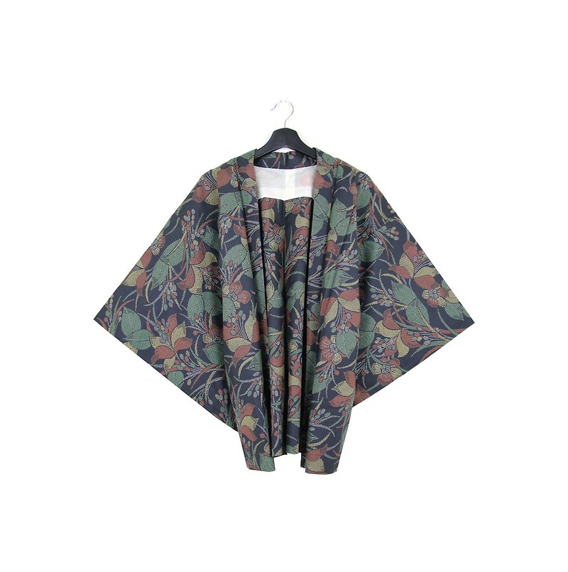 Back to Green :: Japan to bring back kimono feather weave version of illustrations ... men and women can wear / / vintage kimono (KC-50) - เสื้อแจ็คเก็ต - ผ้าไหม 