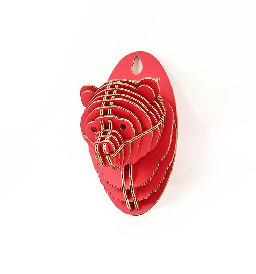 TENONART 坦諾藝術 熊 頭 3D 手作 DIY 居家掛飾 紅色 小型