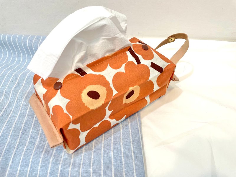 Nordic Flower Warm Apricot Peach Color Noodle Box Cover - Tissue Boxes - Cotton & Hemp Pink