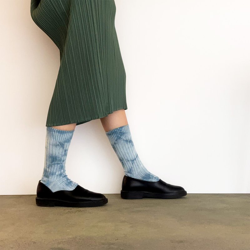日本製 靛藍染色 JAPANBLUE INDIGO DYED SOCKS 厚羅紋針織 #2 - 襪子 - 棉．麻 
