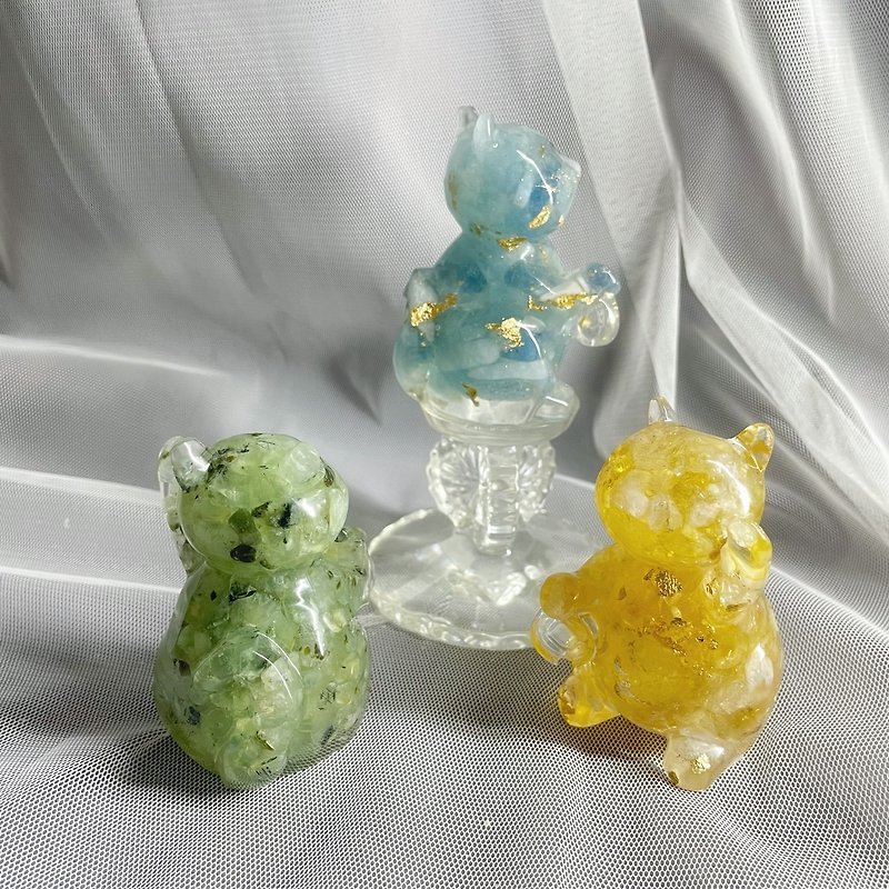 [Handmade] Natural Energy Crystal Lucky Cat / Crystal Ornament / Lucky - ของวางตกแต่ง - เครื่องเพชรพลอย 