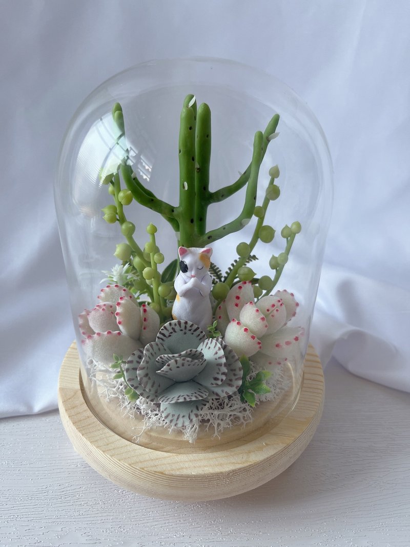 [Simulated Clay Succulent_Glass Cup Cover Series] Cat’s Prayer - Plants - Clay Multicolor