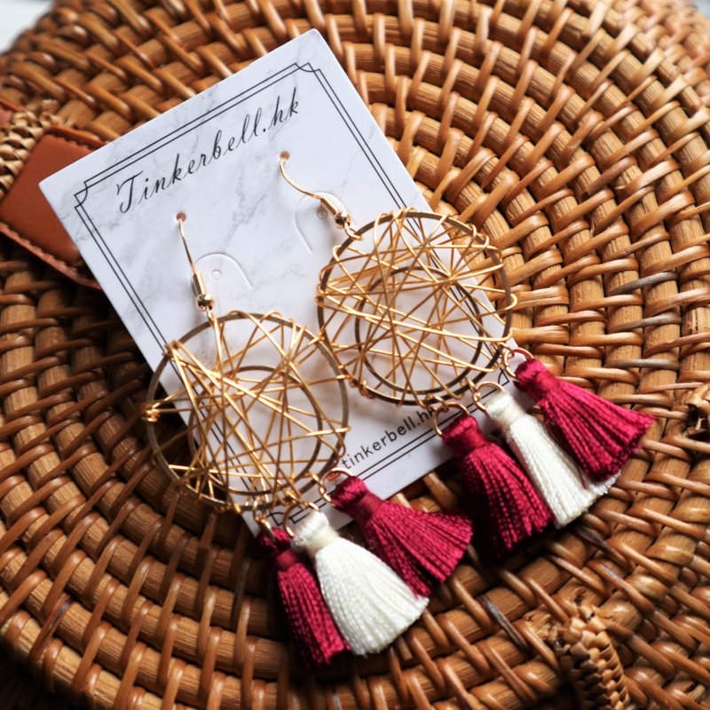 [Ethnic Series] Bohemian Tassel Hypoallergenic Earrings - ต่างหู - โลหะ สีทอง