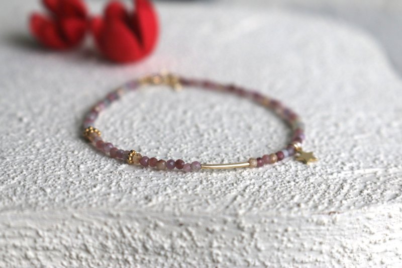 Bracelet tourmaline ruby ​​Stone- beautiful with ponytail - - Bracelets - Semi-Precious Stones Pink