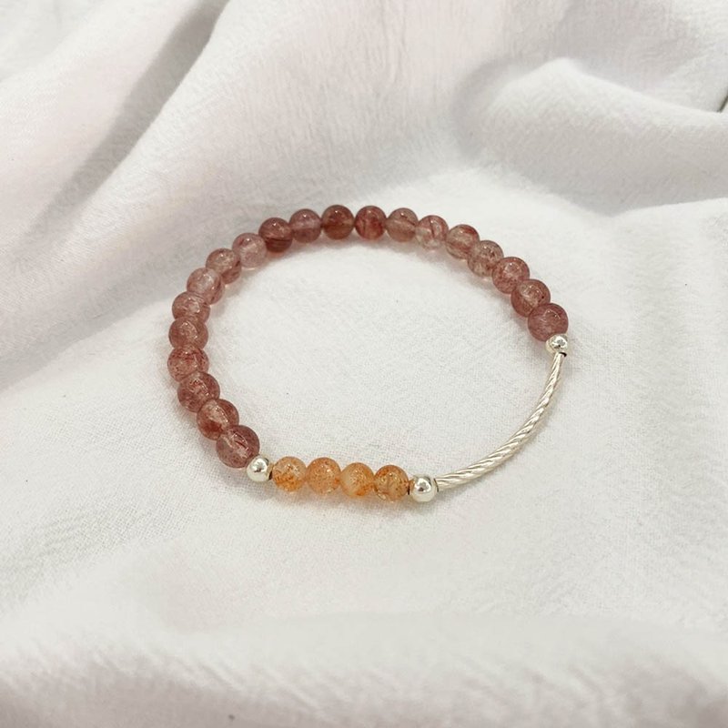 |彎管系列|草莓晶 金草莓晶 ( 4MM手鍊xS925純銀x手鍊x客製化。) - 手鍊/手環 - 寶石 多色