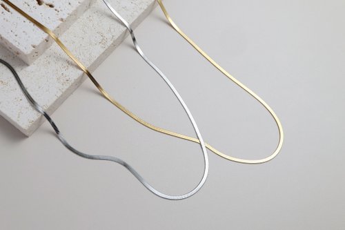 Miestilo 【熱銷補貨】Basics。扁形蛇骨項鍊 情人節送禮