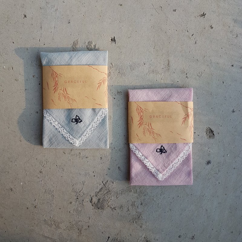 PachySandra純棉楊柳布蕾絲手帕 - 手帕 - 棉．麻 粉紅色