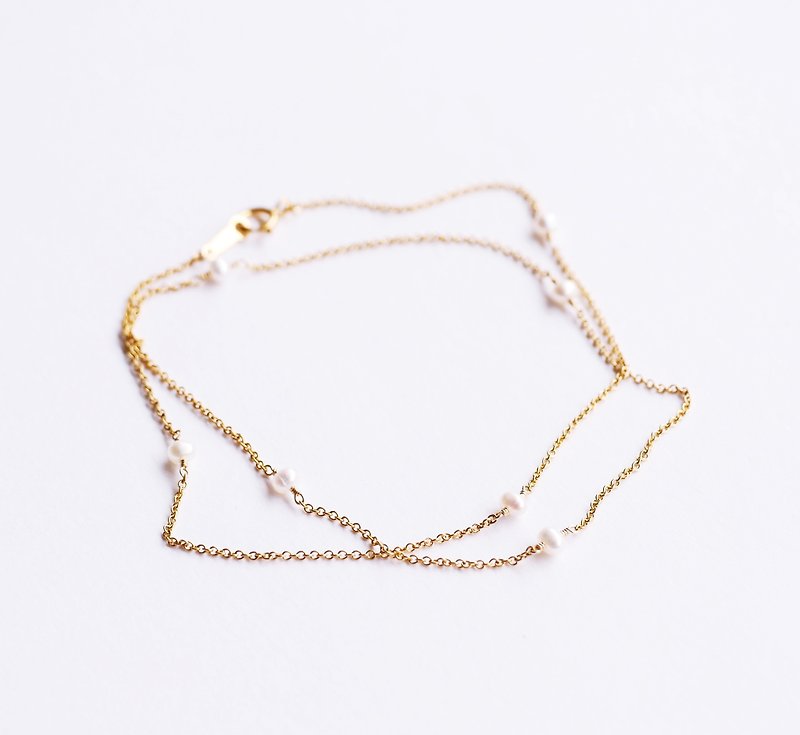 Hepburn natural freshwater pearls versatile custom gift natural stone light jewelry 14K - Necklaces - Gemstone White