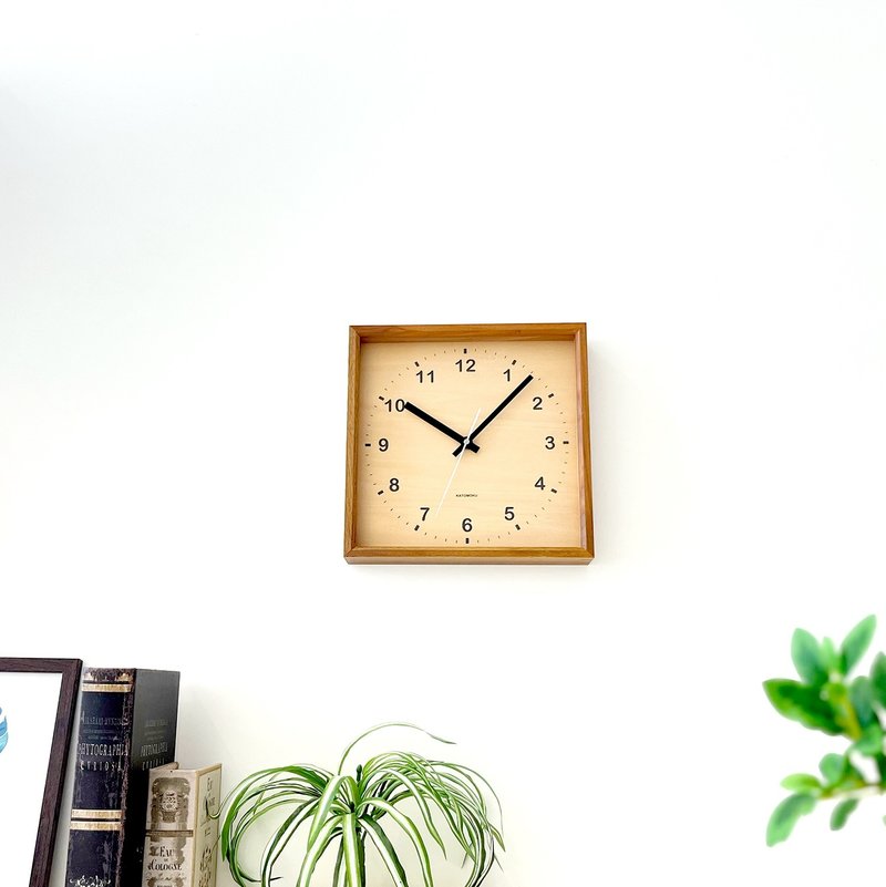 muku square clock  核桃  林登樹錶盤 (km-38WA) 掛鐘 日本製造 - 時鐘/鬧鐘 - 木頭 咖啡色